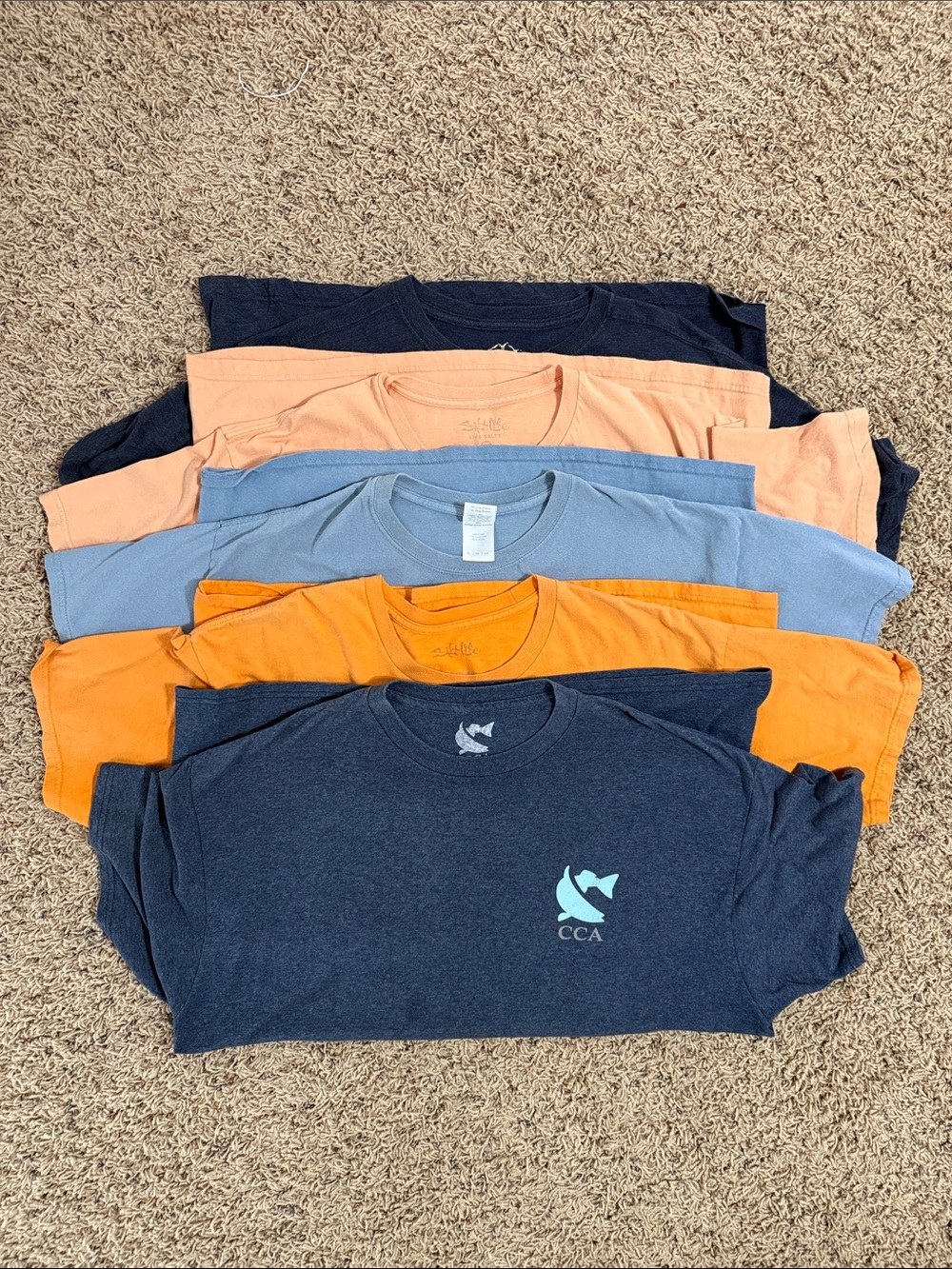 Multi-Color Short-Sleeve Men's Tees - Navy, Orange, Peach, Light Blue